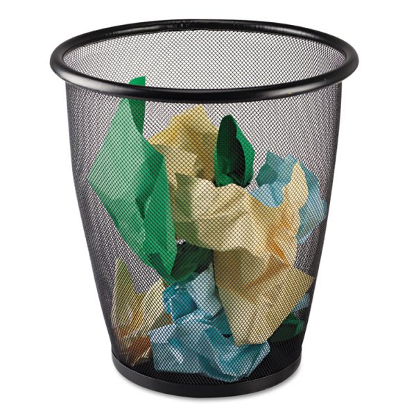 Onyx Round Mesh Wastebaskets, 5 gal, Steel Mesh, Black - Image 2