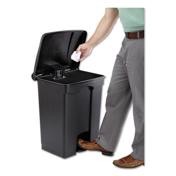 Large Capacity Plastic Step-On Receptacle, 17 gal, Plastic, Black - Image 3