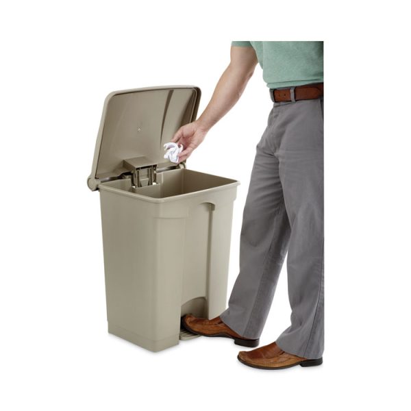 Large Capacity Plastic Step-On Receptacle, 17 gal, Plastic, Tan - Image 2