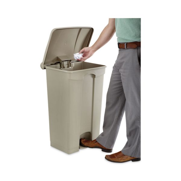 Large Capacity Plastic Step-On Receptacle, 23 gal, Plastic, Tan - Image 2