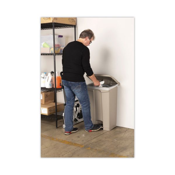 Large Capacity Plastic Step-On Receptacle, 23 gal, Plastic, Tan - Image 4