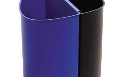 Desk-Side Recycling Receptacle, 3 gal, Plastic, Black/Blue