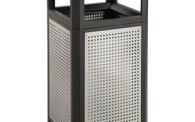 Evos Series Steel Waste Container, 38 gal, Steel, Black