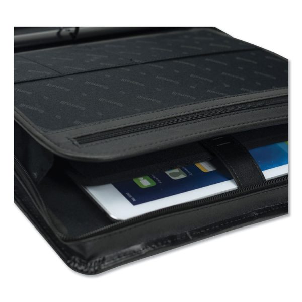 Leather Multi-Ring Zippered Portfolio, Two-Part, 1" Cap, 11 X 13 1/2, Black - Image 4