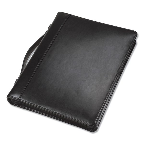Leather Multi-Ring Zippered Portfolio, Two-Part, 1" Cap, 11 X 13 1/2, Black - Image 2