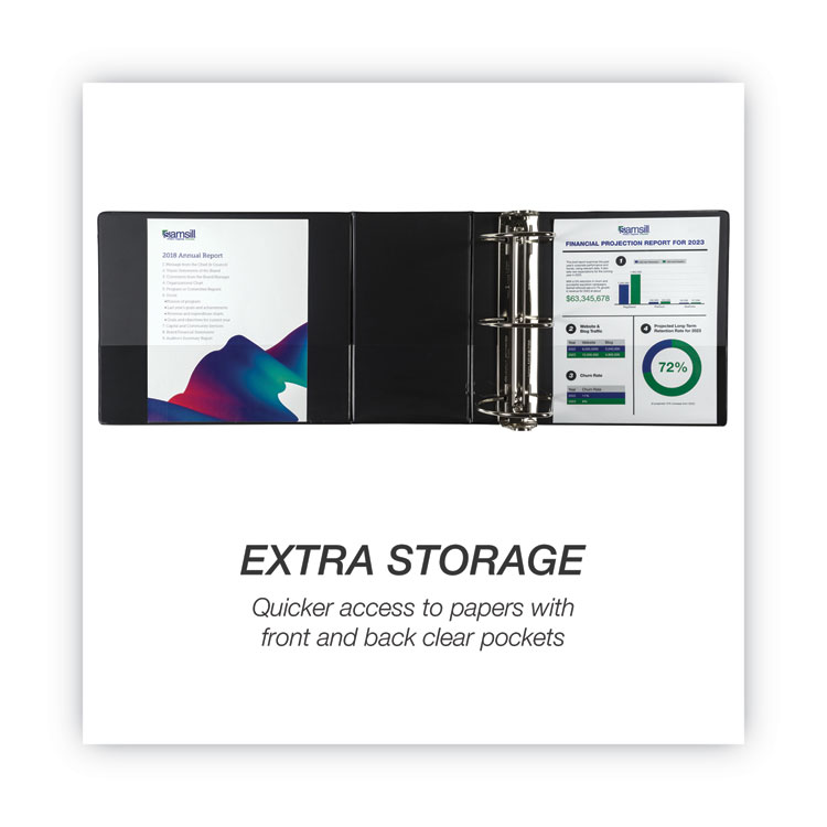 Nonstick D-Ring View Binder, 3 Rings, 6" Capacity, 11 X 8.5, Black - Image 3