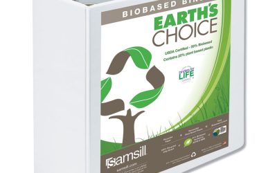 Earth’s Choice Plant-Based Round Ring View Binder, 3 Rings, 5″ Capacity, 11 x 8.5, White