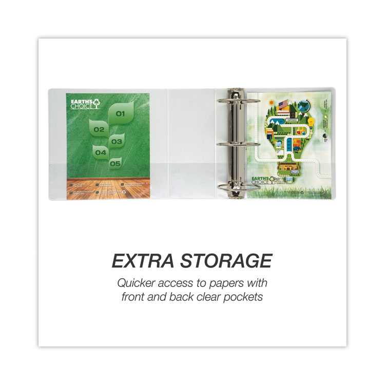 Earth's Choice Plant-Based Round Ring View Binder, 3 Rings, 5" Capacity, 11 x 8.5, White - Image 6
