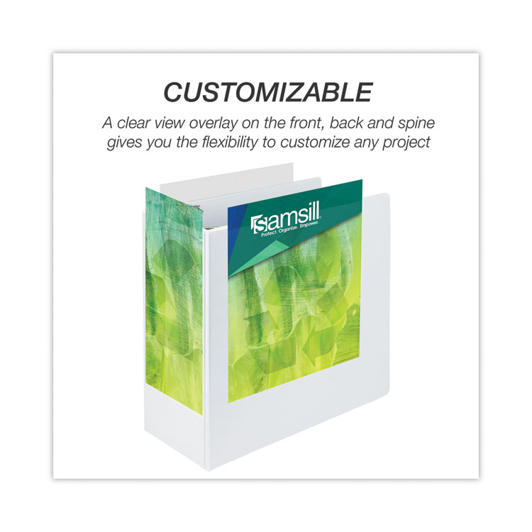 Earth's Choice Plant-Based Round Ring View Binder, 3 Rings, 5" Capacity, 11 x 8.5, White - Image 7