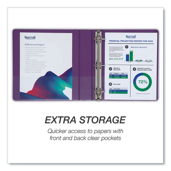 Durable D-Ring View Binders, 3 Rings, 2" Capacity, 11 x 8.5, Blueberry/Blue Coconut/Dragonfruit/Purple, 4/Pack - Image 2