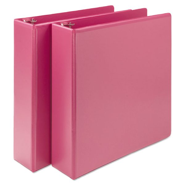 Earth's Choice Plant-Based Durable Fashion View Binder, 3 Rings, 2" Capacity, 11 x 8.5, Berry, 2/Pack - Image 4
