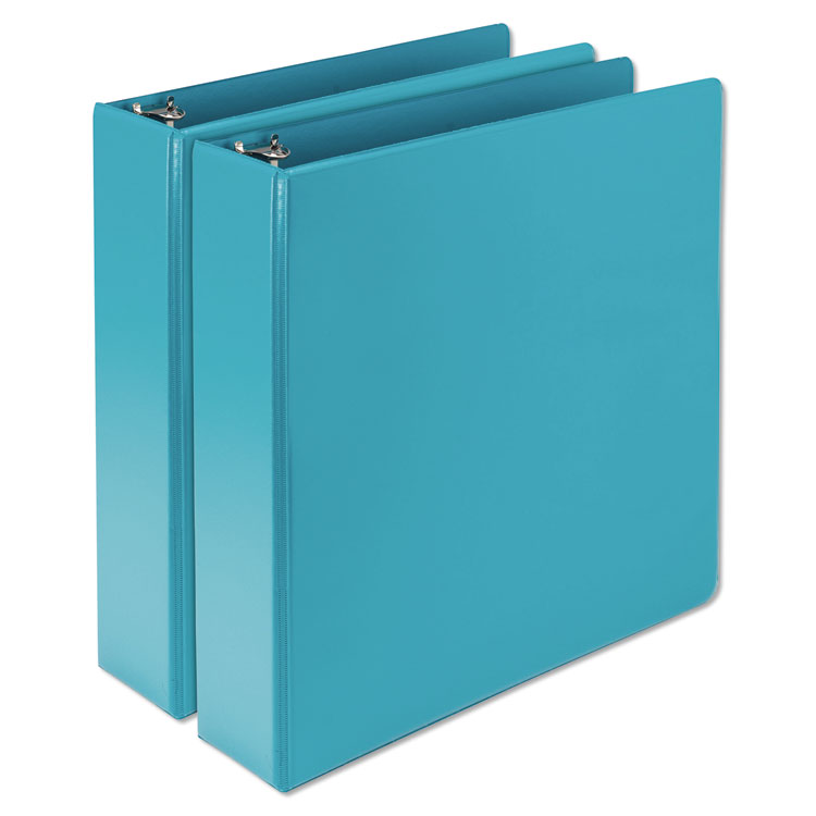 Earth's Choice Plant-Based Durable Fashion View Binder, 3 Rings, 2" Capacity, 11 x 8.5, Turquoise, 2/Pack - Image 3