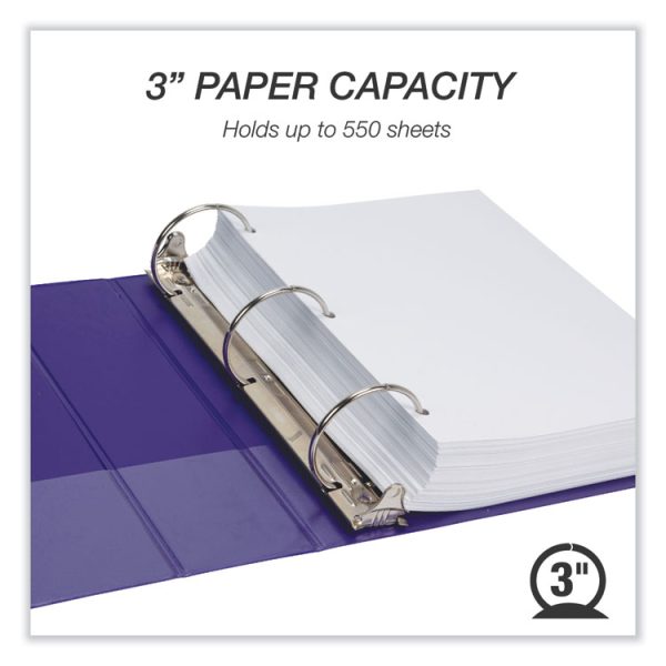Earth's Choice Plant-Based Economy Round Ring View Binders, 3 Rings, 3" Capacity, 11 x 8.5, Purple, 2/Pack - Image 4