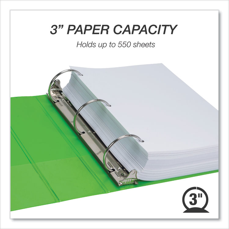 Earth's Choice Plant-Based Economy Round Ring View Binders, 3 Rings, 3" Capacity, 11 x 8.5, Lime, 2/Pack - Image 2