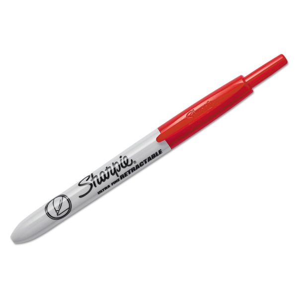 Retractable Permanent Marker, Extra-Fine Needle Tip, Red - Image 4