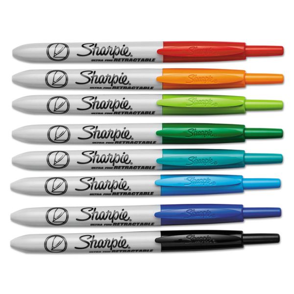 Retractable Permanent Marker, Extra-Fine Needle Tip, Assorted Colors, 8/set - Image 2