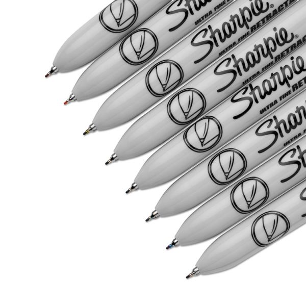 Retractable Permanent Marker, Extra-Fine Needle Tip, Assorted Colors, 8/set - Image 3