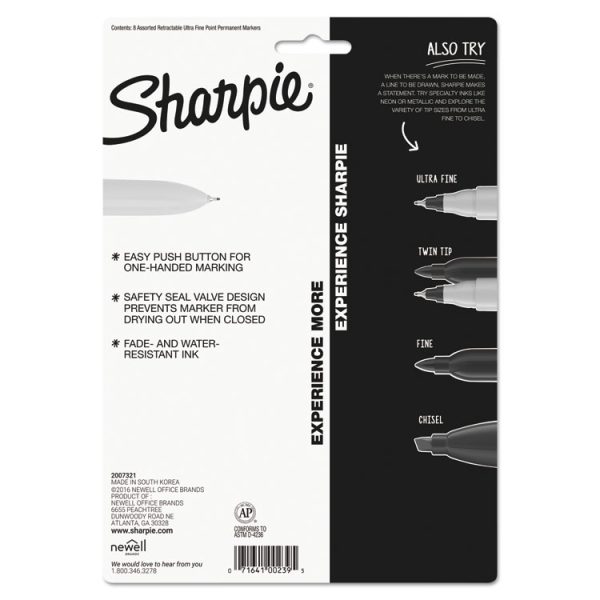 Retractable Permanent Marker, Extra-Fine Needle Tip, Assorted Colors, 8/set - Image 6