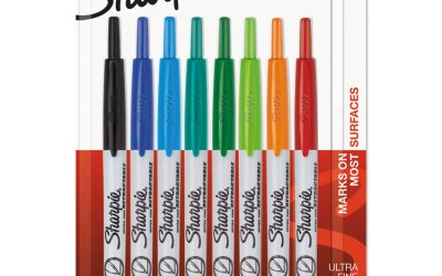 Retractable Permanent Marker, Extra-Fine Needle Tip, Assorted Colors, 8/set