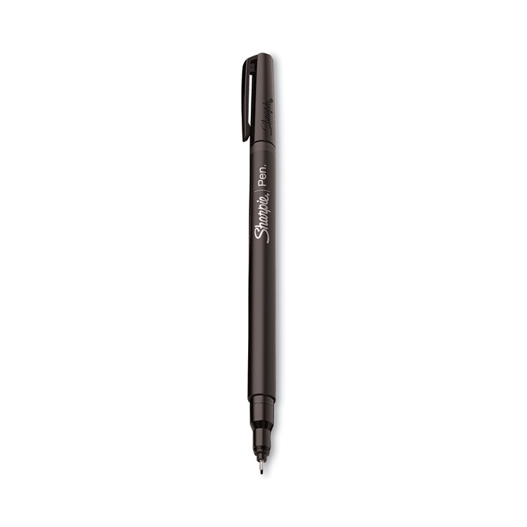 Water-Resistant Ink Porous Point Pen, Stick, Fine 0.4 mm, Black Ink, Black Barrel, Dozen - Image 2