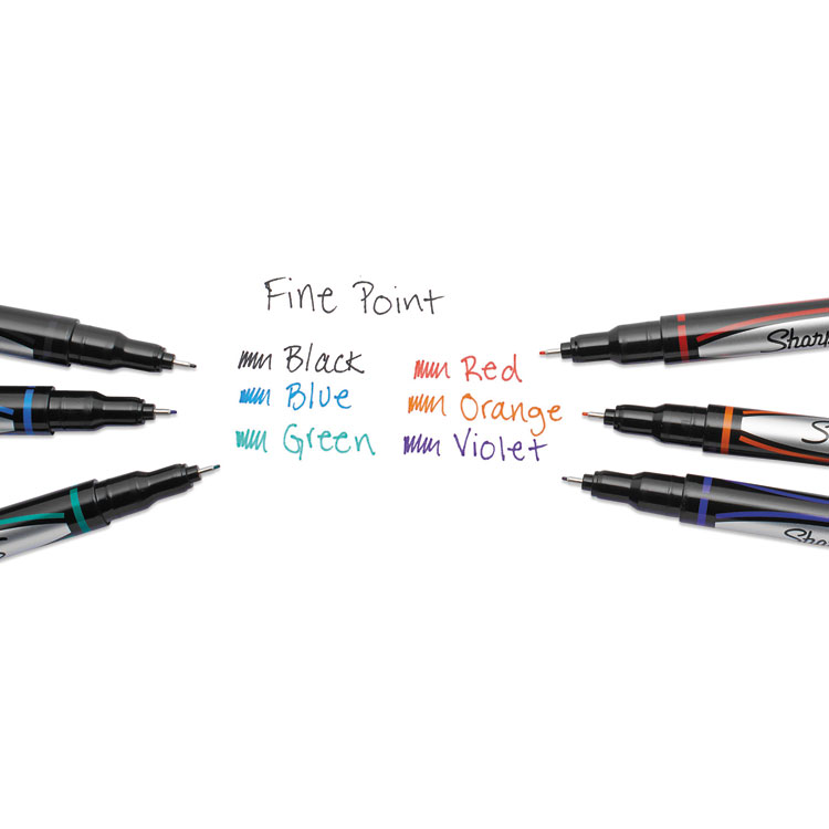 Water-Resistant Ink Porous Point Pen, Stick, Fine 0.4 mm, Blue Ink, Black/Blue Barrel, Dozen - Image 4