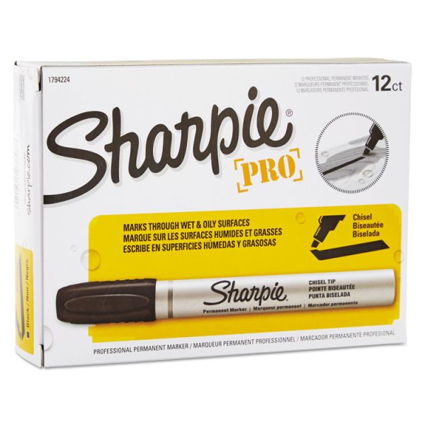 Durable Metal Barrel Permanent Marker, Broad Chisel Tip, Black - Image 2