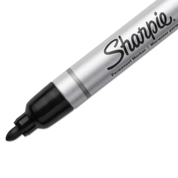 Durable Metal Barrel Permanent Marker, Medium Bullet Tip, Black - Image 3