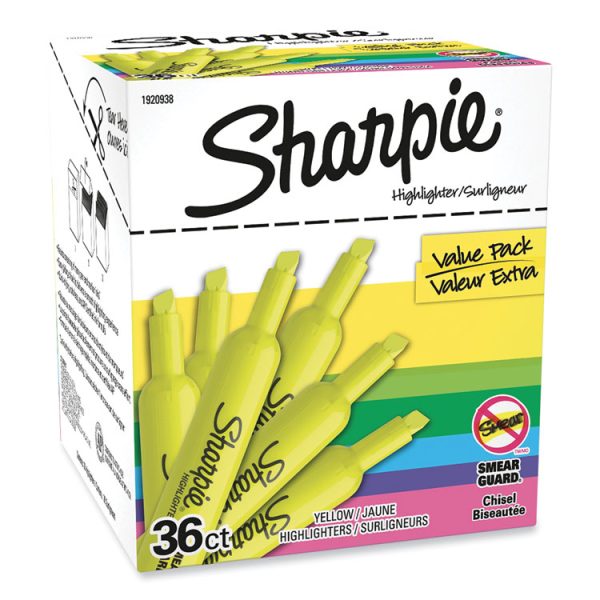 Tank Style Highlighter Value Pack, Fluorescent Yellow Ink, Chisel Tip, Yellow Barrel, 36/box - Image 4