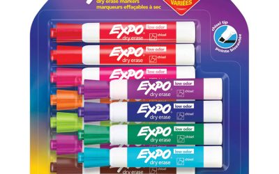Low Odor Dry Erase Vibrant Color Markers, Broad Chisel Tip, Assorted Colors, 12/set