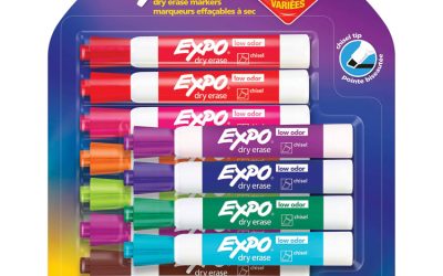 Low Odor Dry Erase Vibrant Color Markers, Broad Chisel Tip, Assorted Colors, 16/set