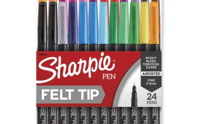 Art Pen Porous Point Pen, Stick, Fine 0.4 Mm, Assorted Ink Colors, Black Barrel, 24/pack