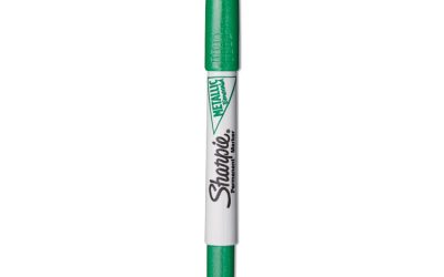 Metallic Fine Point Permanent Markers, Fine Bullet Tip, Green, Dozen