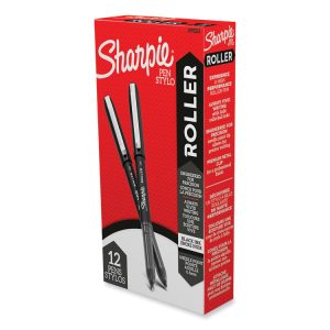 Professional Design Roller Ball Pen, Stick, Fine 0.5 Mm, Black Ink, Black Barrel, Dozen