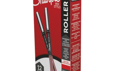 Professional Design Roller Ball Pen, Stick, Fine 0.5 mm, Red Ink, Black/Red Barrel, Dozen