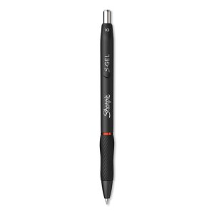 S-Gel High-Performance Gel Pen, Retractable, Bold 1 Mm, Red Ink, Black Barrel, Dozen