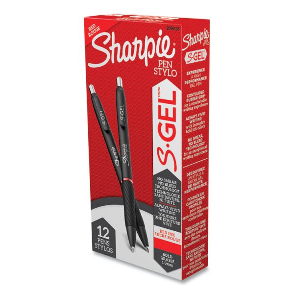 S-Gel High-Performance Gel Pen, Retractable, Bold 1 Mm, Red Ink, Black Barrel, Dozen - Image 2
