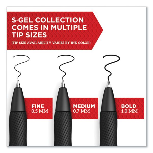 S-Gel High-Performance Gel Pen, Retractable, Fine 0.5 Mm, Blue Ink, Black Barrel, Dozen - Image 2