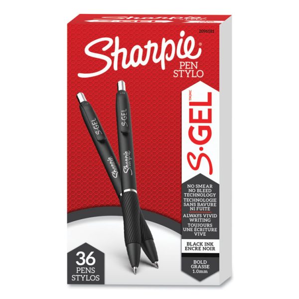 S-Gel High-Performance Gel Pen, Retractable, Bold 1 Mm, Black Ink, Black Barrel, 36/pack - Image 2