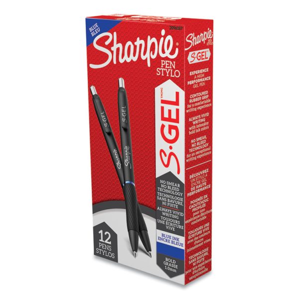 S-Gel High-Performance Gel Pen, Retractable, Bold 1 Mm, Blue Ink, Black Barrel, Dozen - Image 6