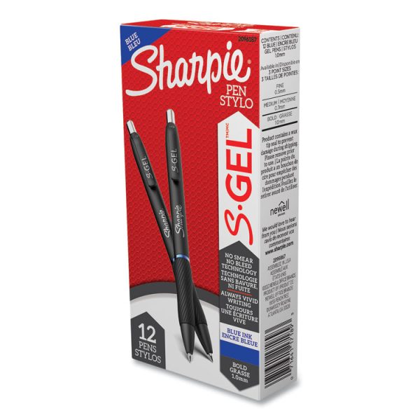 S-Gel High-Performance Gel Pen, Retractable, Bold 1 Mm, Blue Ink, Black Barrel, Dozen - Image 7