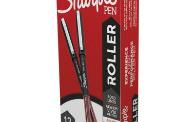 Professional Design Roller Ball Pen, Stick, Medium 0.7 mm, Red Ink, Black/Red Barrel, Dozen