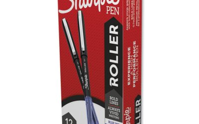 Professional Design Roller Ball Pen, Stick, Medium 0.7 mm, Blue Ink, Black/Blue Barrel, Dozen