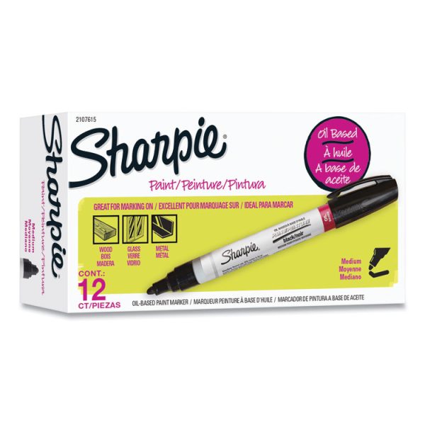 Permanent Paint Marker, Medium Bullet Tip, Black, Dozen - Image 2