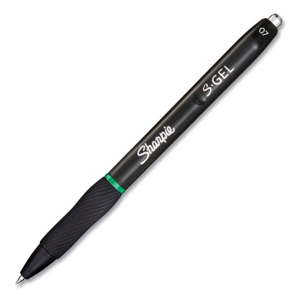 S-Gel High-Performance Gel Pen, Retractable, Medium 0.7 Mm, Green Ink, Black Barrel, Dozen - Image 2