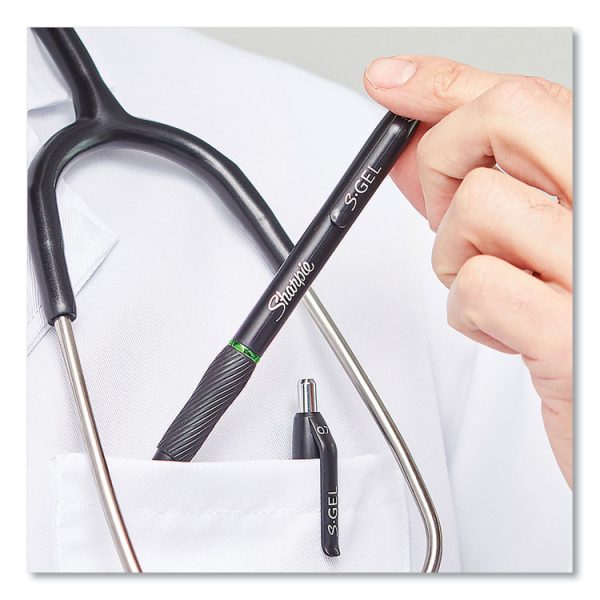 S-Gel High-Performance Gel Pen, Retractable, Medium 0.7 Mm, Green Ink, Black Barrel, Dozen - Image 3