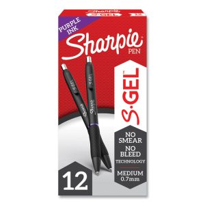 S-Gel High-Performance Gel Pen, Retractable, Medium 0.7 Mm, Purple Ink, Black Barrel, Dozen