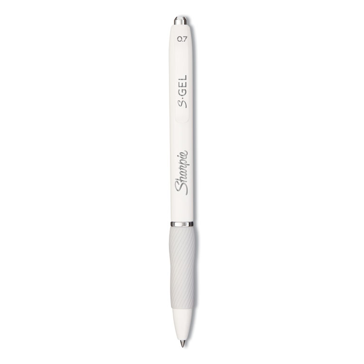 S-Gel Fashion Barrel Gel Pen, Retractable, Medium 0.7 Mm, Black Ink, Pearl White Barrel, Dozen