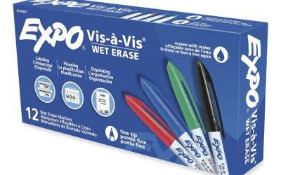 Vis-A-Vis Wet Erase Marker, Fine Bullet Tip, Assorted, Dozen