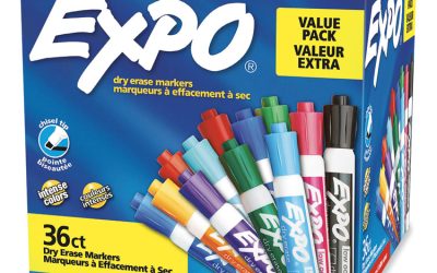 Low Odor Dry Erase Vibrant Color Markers, Broad Chisel Tip, Assorted Colors, 36/pack