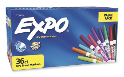 Low Odor Dry Erase Vibrant Color Markers, Fine Bullet Tip, Assorted Colors, 36/pack